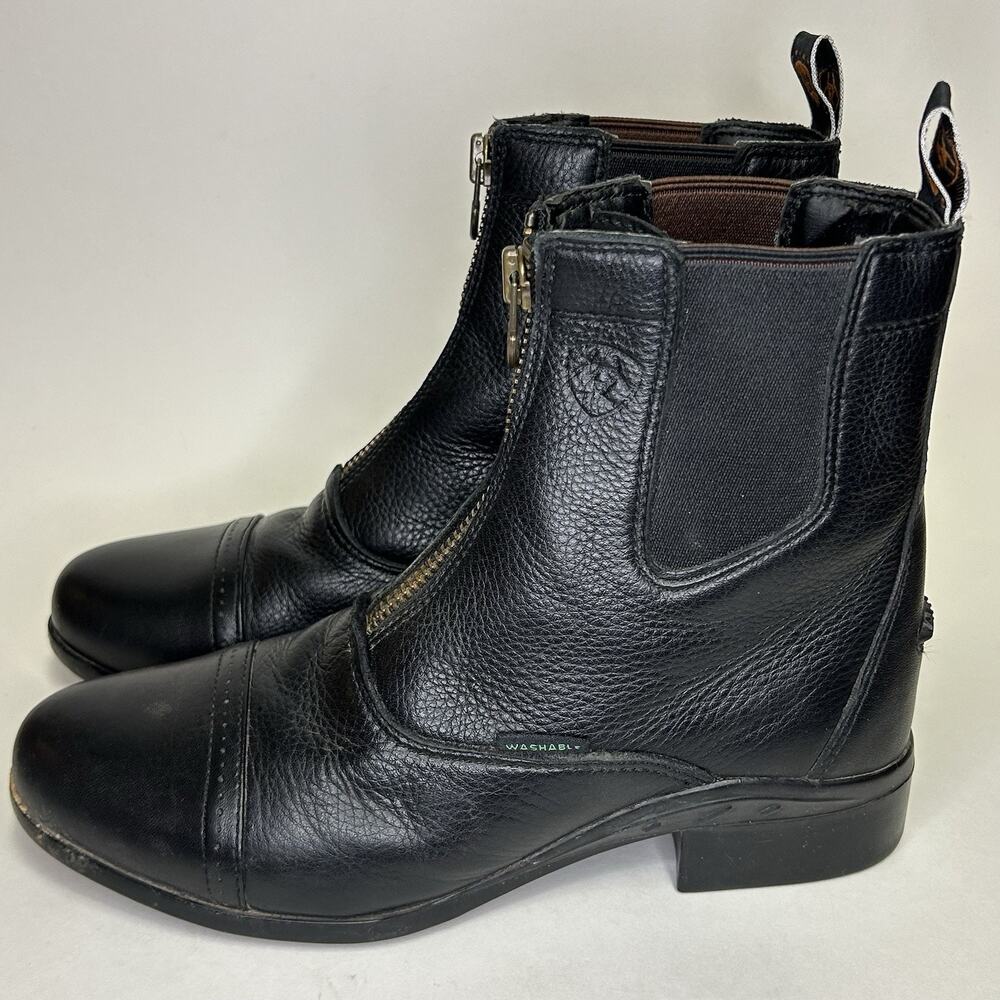 Ariat Heritage Breeze Black Leather Zip up Paddock Boots Booties Size 8